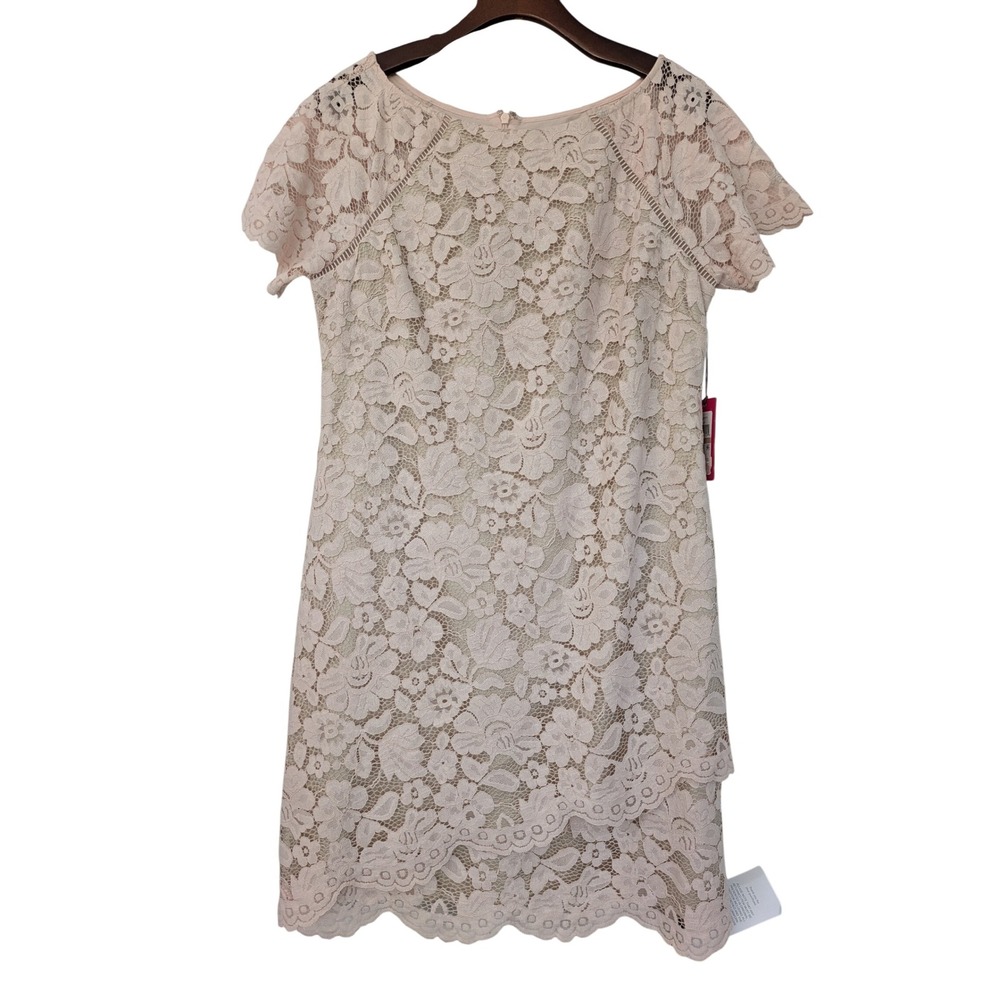 Vince Camuto Lace Overlay Sheath Dress Floral Size‎ 12 Blush Pink NWT $148